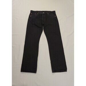 Levi's 501 Straight Leg Jeans Fits Mens 37x31 Black Denim Button Fly Classic